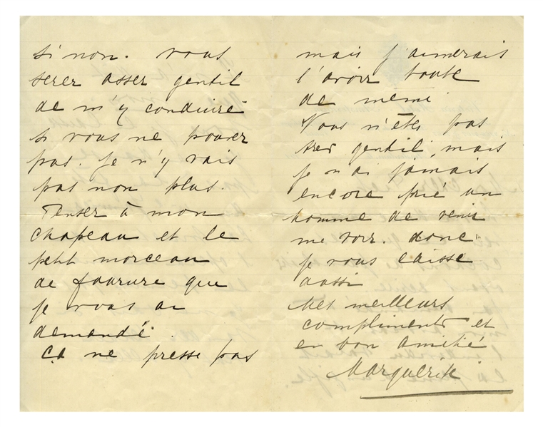 Mata Hari Autograph Letter Signed Regarding Critiques of Her Dancing -- ''...read a bit what these journalist pigs dare to write...''